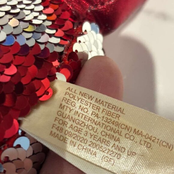 Dandee Sequin Dachshund Plush Stuffed Toys Red & Silver Heart Design Size 15"x17 - Picture 2 of 10